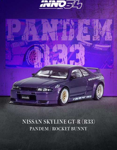 Load image into Gallery viewer, INNO64 1/64 NISSAN SKYLINE GT-R (R33) &quot;PANDEM ROCKET BUNNY&quot; Purple

