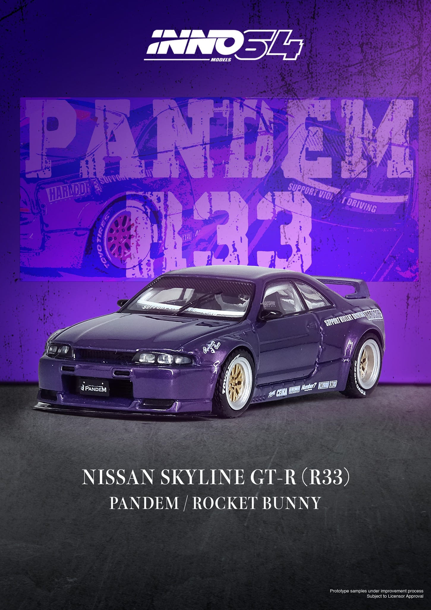 INNO64 1/64 NISSAN SKYLINE GT-R (R33) "PANDEM ROCKET BUNNY" Purple