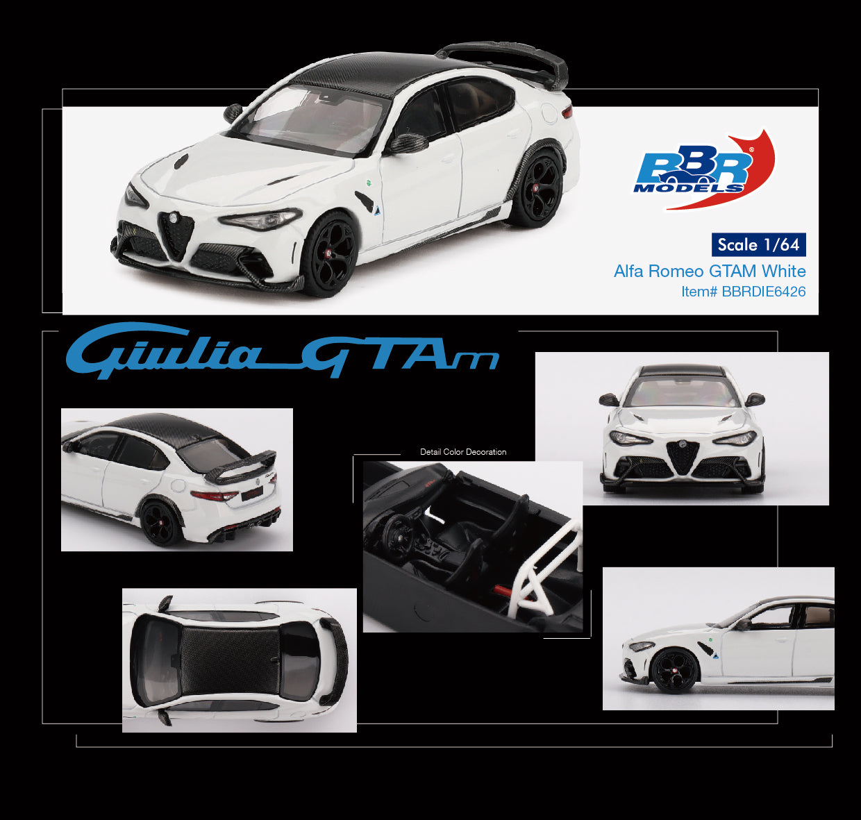 BBR 1:64 Alfa Romeo Giulia GTAm White Die-Cast Model Car