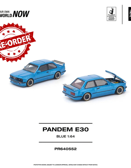 (Pre-order) POPRACE 1/64 - PANDEM E30 BLUE Opening Front Hood Detailed Engine