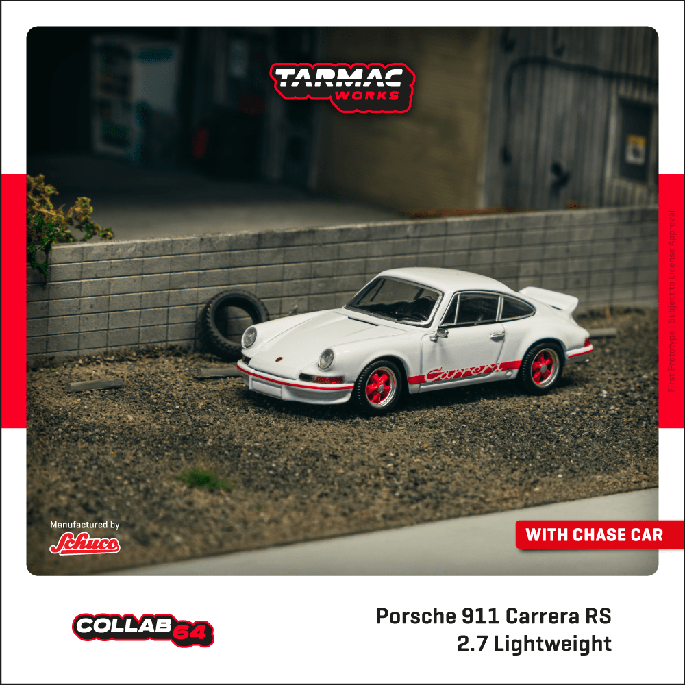 Tarmac Works 1/64 Porsche 911 Carrera RS 2.7 Lightweight White/Red