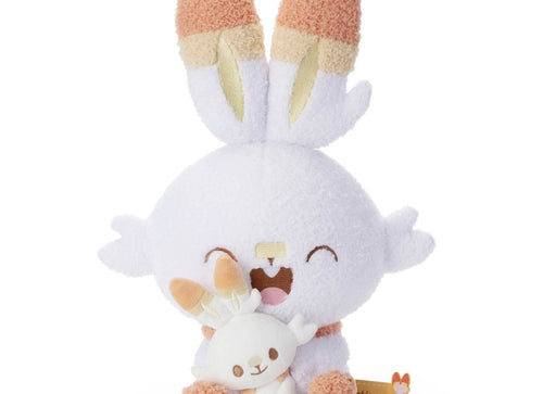 Load image into Gallery viewer, Takara Tomy Pokemon Soft Plush Toy Pokepeace Basic Scorbunny w/ mini Plush Ver
