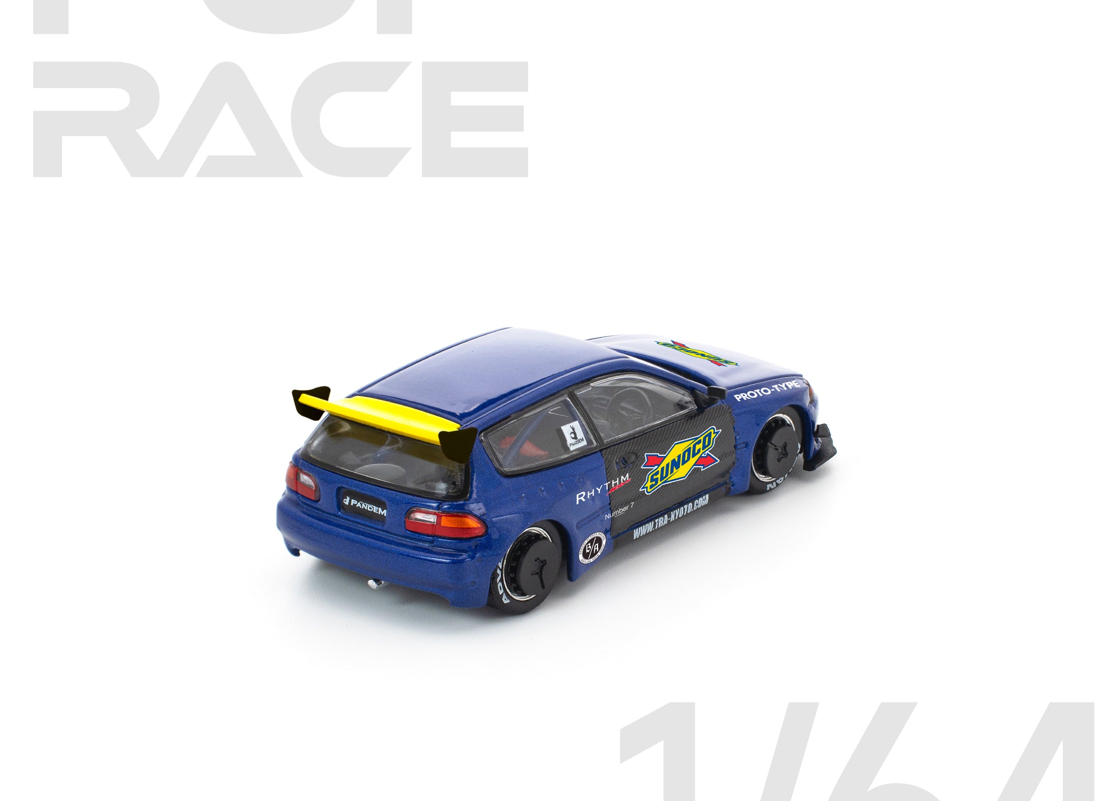 (Pre-order) POPRACE 1/64 PANDEM CIVIC EG6 BLUE/BLACK Diecast Model Car