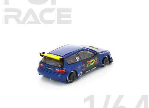 Load image into Gallery viewer, (Pre-order) POPRACE 1/64 PANDEM CIVIC EG6 BLUE/BLACK Diecast Model Car
