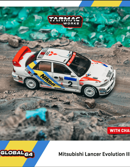Tarmac Works 1/64 Mitsubishi Lancer Evolution III HK-BJ Rally 1995