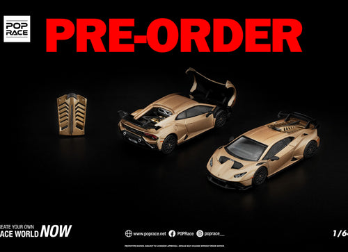 Load image into Gallery viewer, (Pre-order) POPRACE 1/64 LAMBORGHINI HURACAN STO MATTE GOLD #PR640413 Model Car
