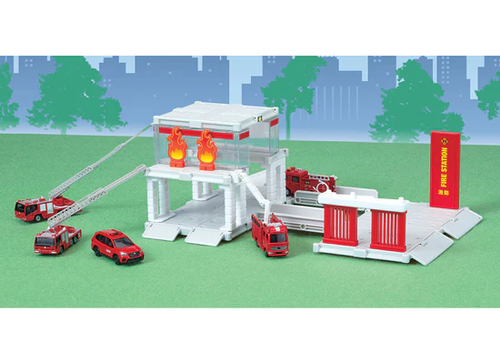 Load image into Gallery viewer, Takara Tomy Tomica World Tomica Town Fire Fighter Station (w/ Tomica Car x 1)
