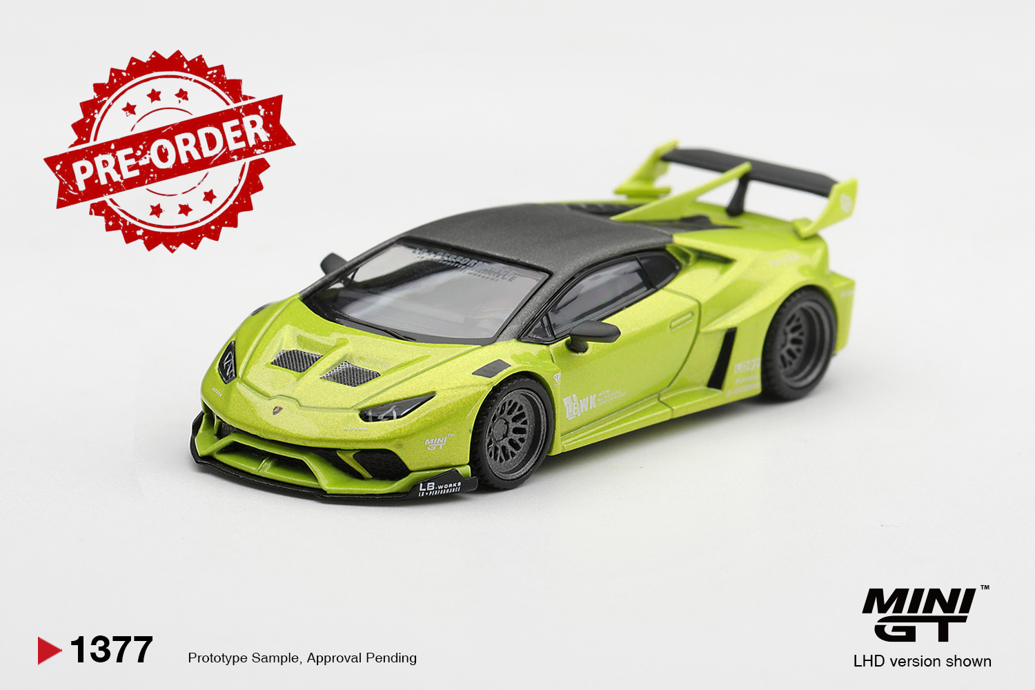 (Pre-order) Mini GT #1377 Lamborghini Huracán LB★WORKS Lime Metallic RHD