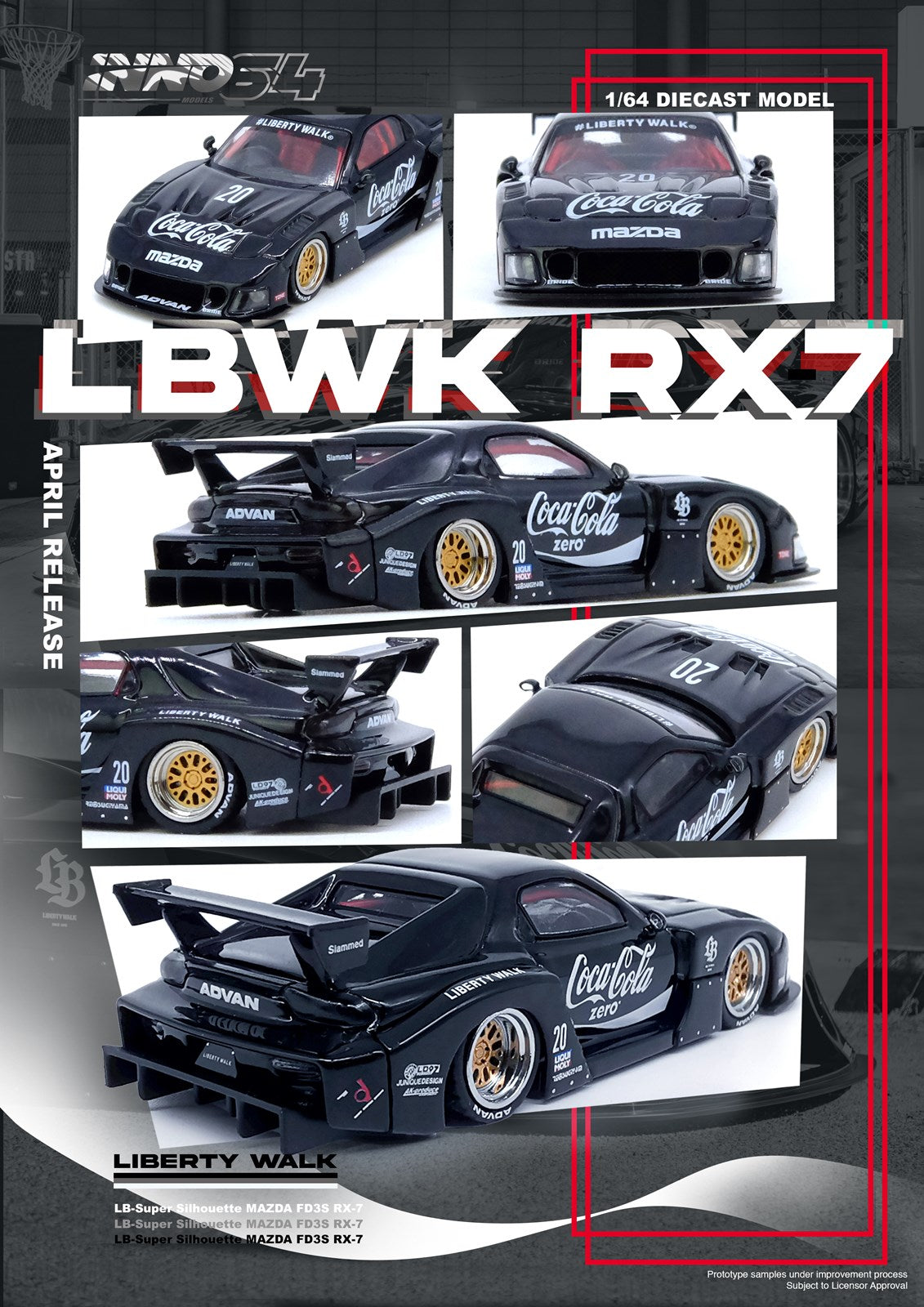 INNO64 X Tiny 1/64 MAZDA RX7 (FD3S) LB-SUPER SILHOUETTE - Coca Cola