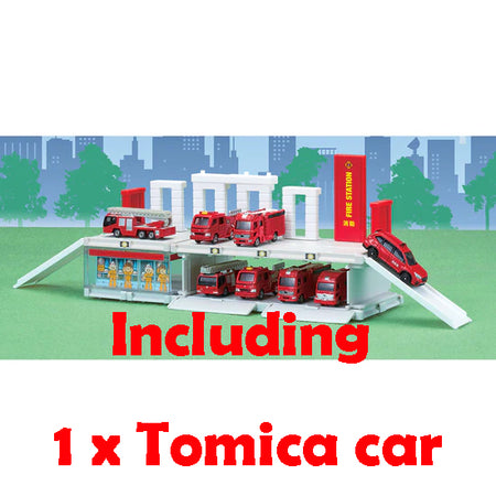 Takara Tomy Tomica World Tomica Town Fire Fighter Station (w/ Tomica Car x 1)
