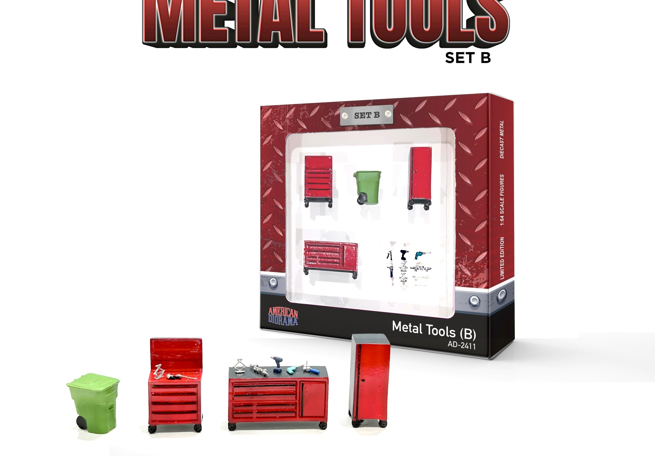 American Diorama 1:64 Figure Set: Metal Tools Set B AD-2411 (NO CAR)