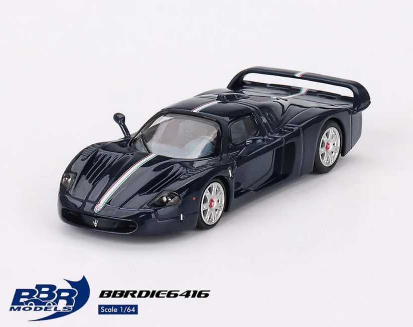 BBR Model 1:64 Maserati MC12 Stradale Blue Metallic w/ Stripe Car