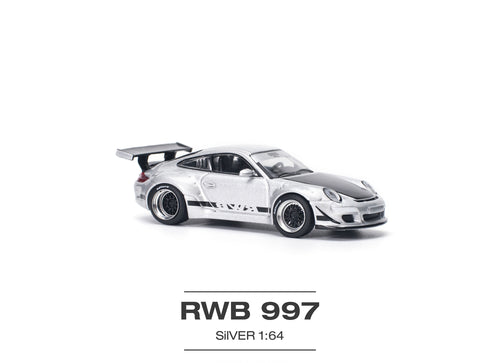 Load image into Gallery viewer, POPRACE 1/64 RWB 997 Silver Diecast Model Car
