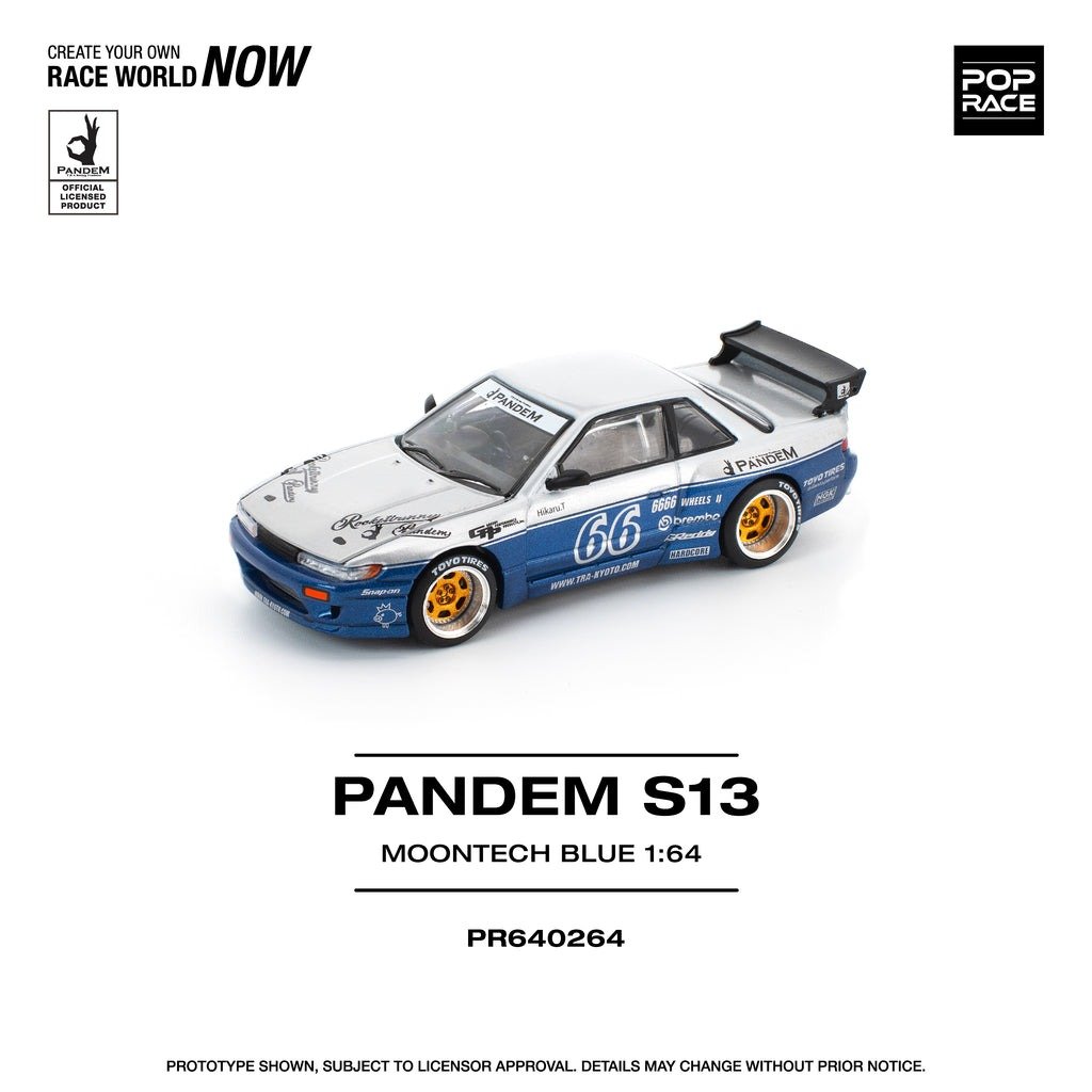 POPRACE 1/64 PANDEM SILVIA S13 MOONTECH BLUE Diecast Model Car
