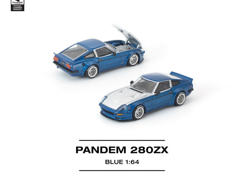Load image into Gallery viewer, (Pre-order) POP RACE 1/64 PANDEM 280ZX BLUE Diecast Model Car #PR640315
