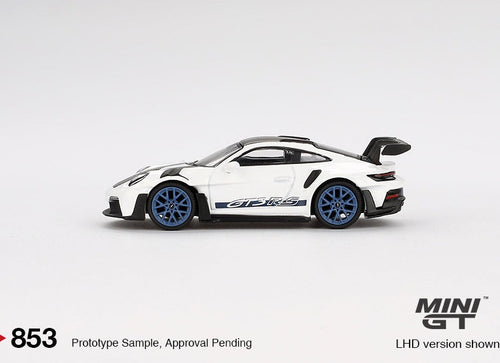 Load image into Gallery viewer, (Pre-order) Mini GT #853 Porsche 911 (992) GT3 RS Weissach Package White Blu RHD
