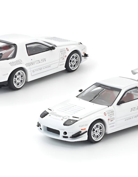 POP RACE 1/64 MAZDA RX7 FC3S RE-AMEMIYA WHITE Model Car