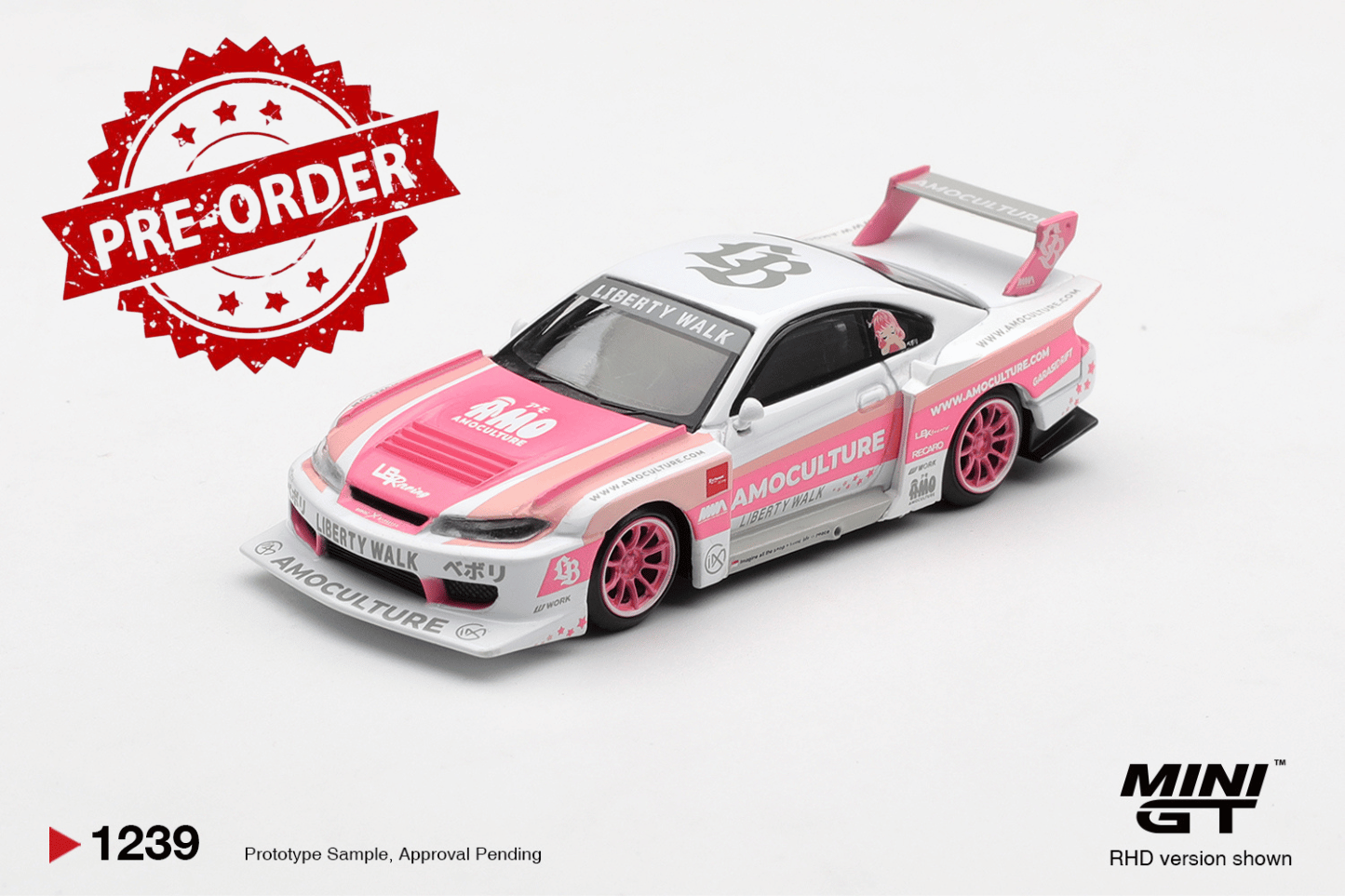 (Pre-order) Mini GT #1239 Nissan SILVIA (S15) LB-Super Silhouette AMOCULTURE Car