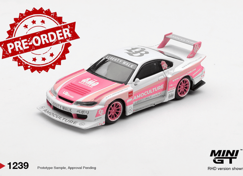 Load image into Gallery viewer, (Pre-order) Mini GT #1239 Nissan SILVIA (S15) LB-Super Silhouette AMOCULTURE Car
