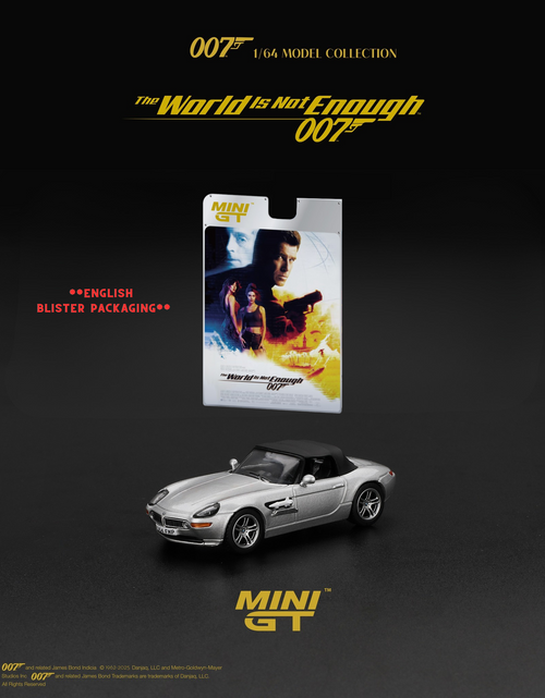 Load image into Gallery viewer, MINI GT 1/64 007 BMW Z8 &quot;The World Is Not Enough&quot; Diecast Model Car

