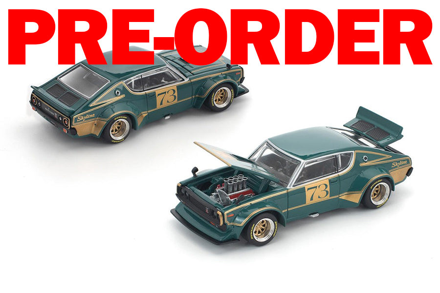 (Pre-order) POPRACE 1/64 KPGC110 KENMERI RACING #73 GREEN/GOLD Model Car