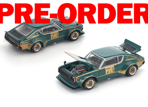 Load image into Gallery viewer, (Pre-order) POPRACE 1/64 KPGC110 KENMERI RACING #73 GREEN/GOLD Model Car
