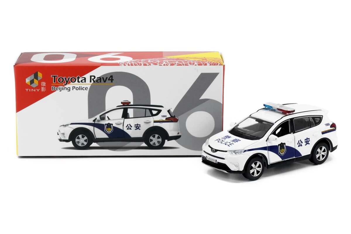 Tiny City CN6 Die-cast 1/64 Model Car - Toyota Rav4 Beijing Police (White)