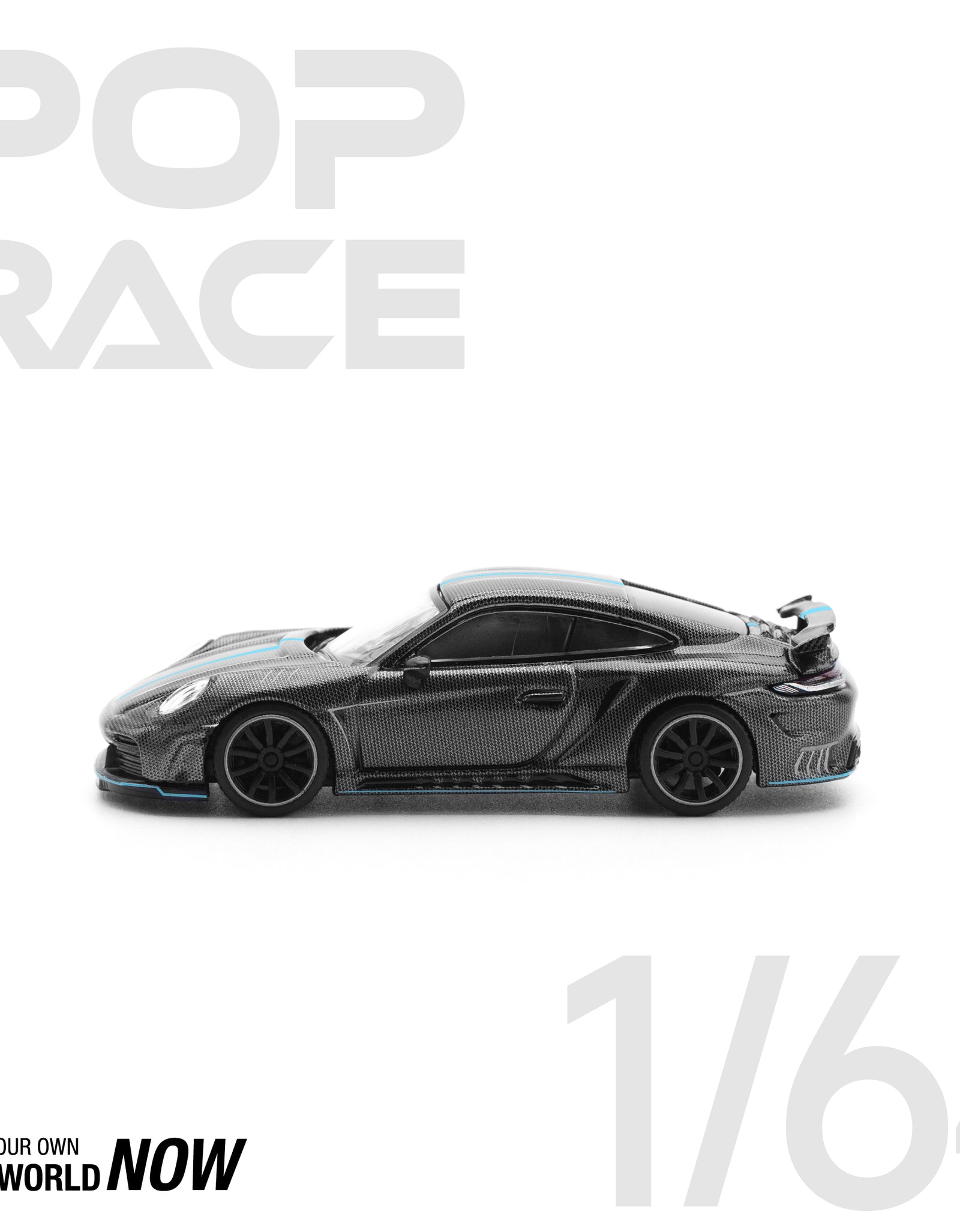 POPRACE 1/64 992 STINGER GTR CARBON EDITION (BLUE LINE) model car