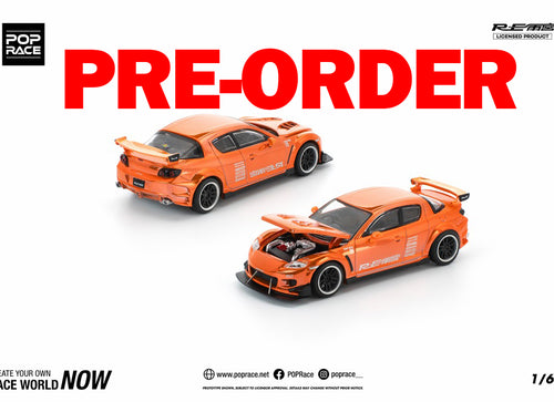 Load image into Gallery viewer, (Pre-order)  POPRACE 1/64 MAZDA RX-8 RE-AMEMIYA CHROME ORANGE Diecast Model Car

