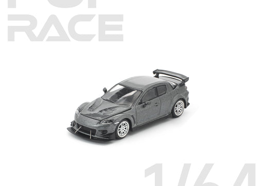 Load image into Gallery viewer, (Pre-order) POPRACE 1/64 MAZDA RX-8 RE-AMEMIYA GUN METAL Diecast Model Car
