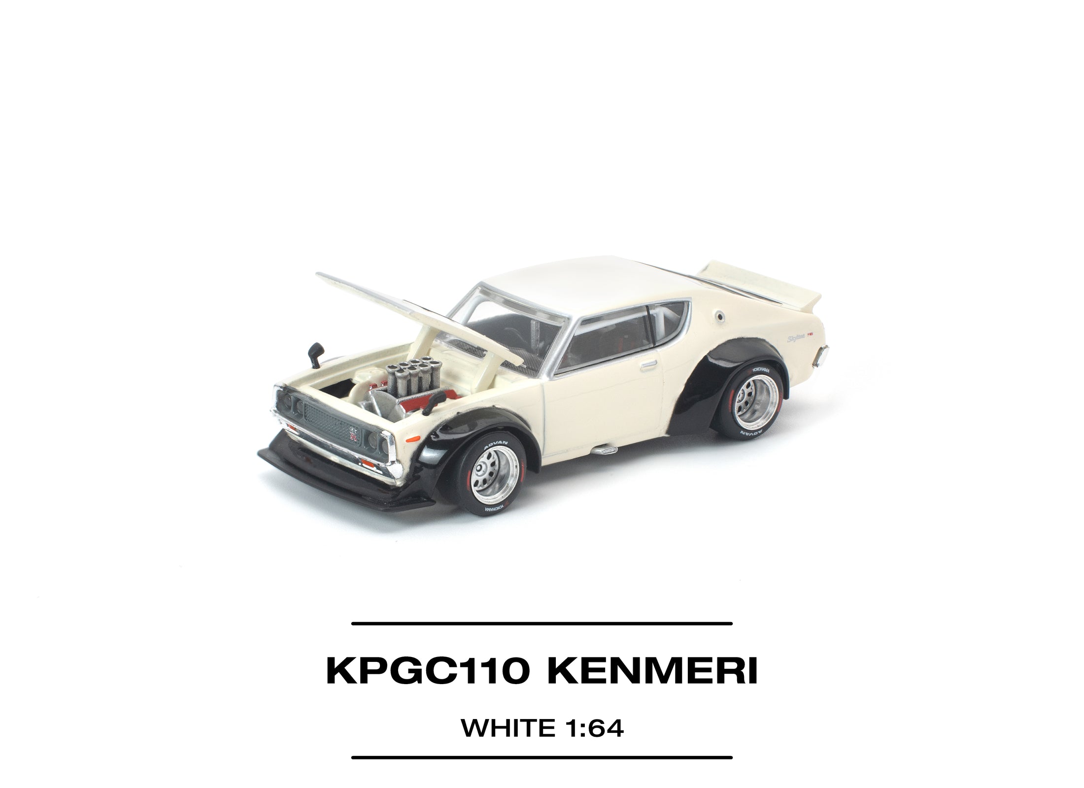 (Pre-order) POP RACE 1/64 KPGC110 KENMERI WHITE Diecast Model Car