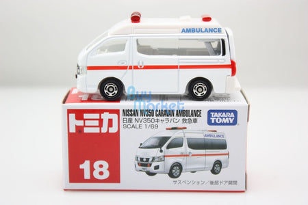 New Takara Tomy Tomica #18 Nissan NV350 Caravan Ambulance 1/69 Diecast Toy Car