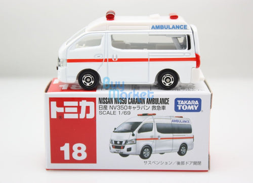 Load image into Gallery viewer, New Takara Tomy Tomica #18 Nissan NV350 Caravan Ambulance 1/69 Diecast Toy Car
