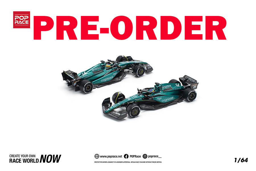 (Pre-order) POPRACE 1/64 ASTON MARTIN AMR23 F1 #14 F. ALONSO Model Car