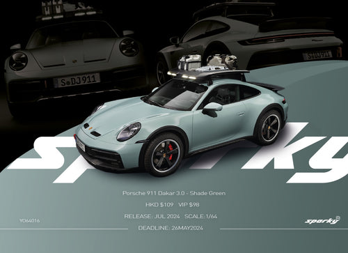 Load image into Gallery viewer, Sparky 1/64 Porsche 911 2023 Dakar 3.0 Shade Green Diecast Model Car
