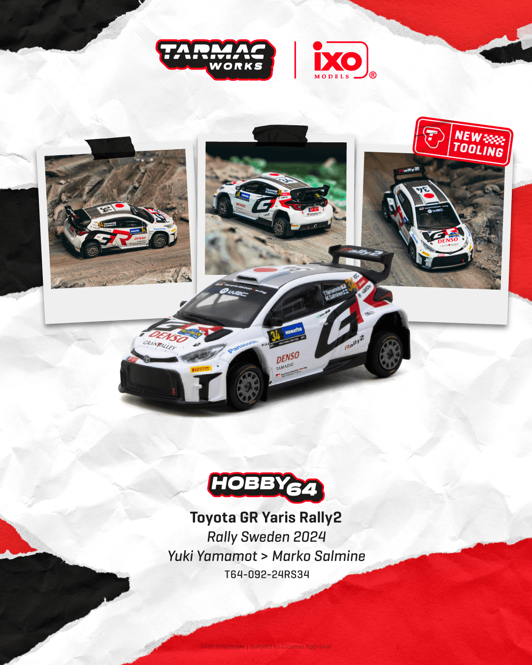 (Pre-order) Tarmac  Works Toyota GR Yaris Rally2 Sweden Yamamoto / Salminen