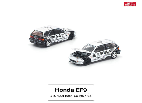 Load image into Gallery viewer, (Pre-order) POPRACE 1/64 - HONDA CIVIC EF9 #15 JTC 1991 Intertec Diecast Model
