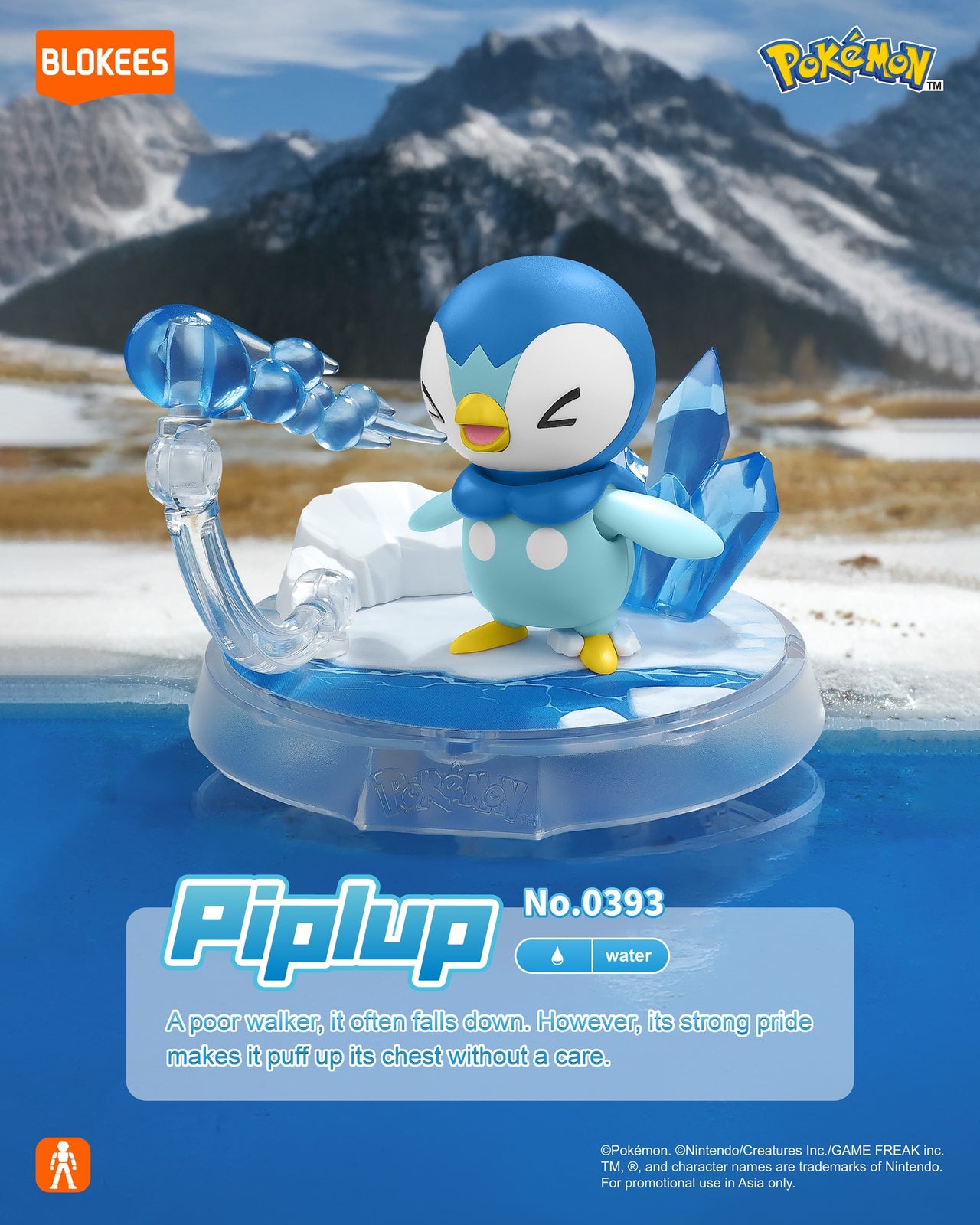 Blokees Pokemon Classic Version-S Fever Attack Series Mini Model Kit - Piplup