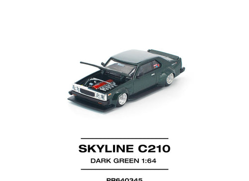 Load image into Gallery viewer, (Pre-order) POPRACE 1/64 SKYLINE C210 DARK GREEN NEW TOOLING Diecast Model Car
