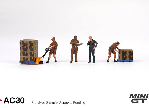 Load image into Gallery viewer, Mini GT MGTAC30 1/64 Figurine: UPS Driver and workers Figure
