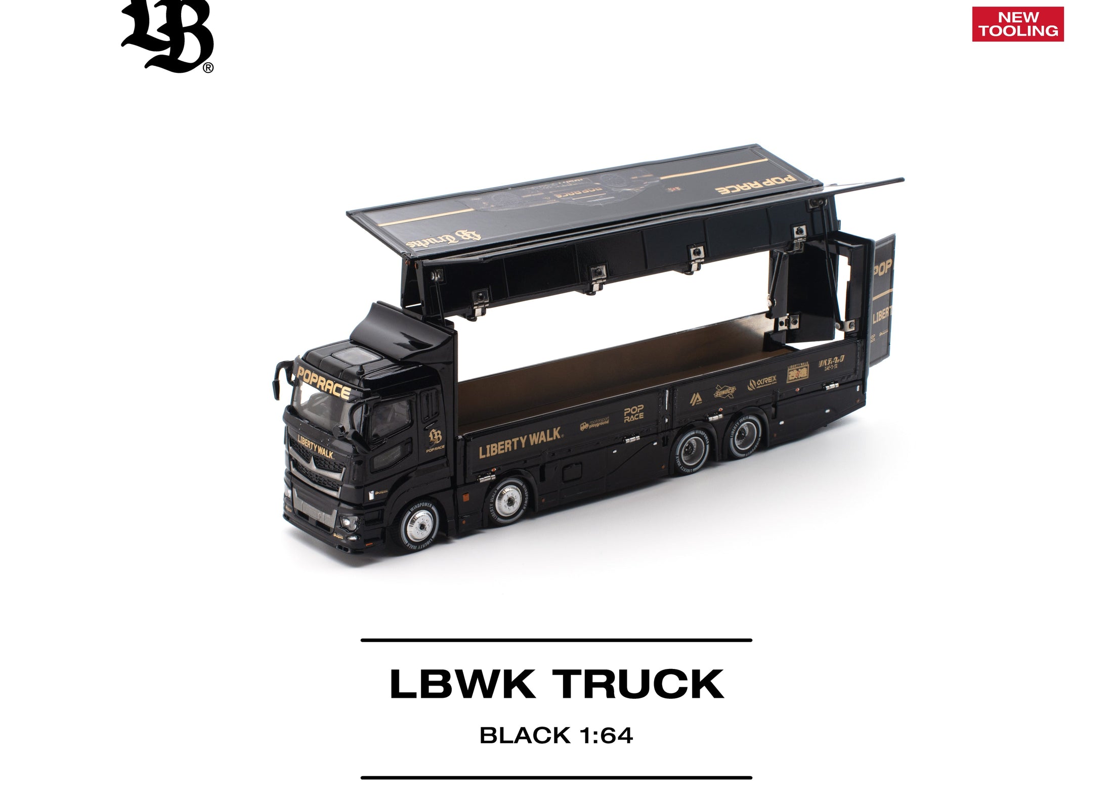 (Pre-order) POPRACE 1/64 - LBWK TRUCK - BLACK Diecast Model Car