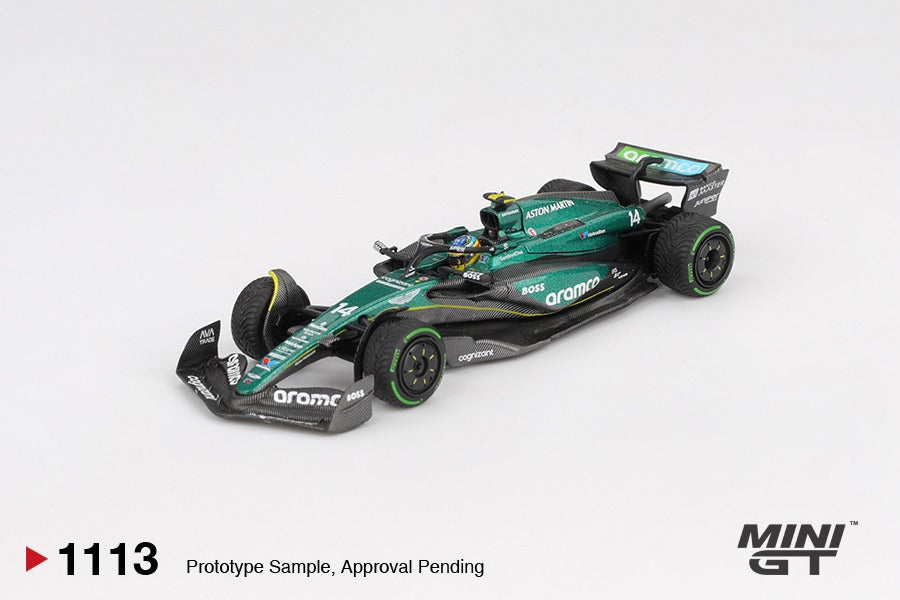 MINI GT #1113 Aston Martin AMR24 #14 Fernando Alonso 2024 F1 2024 GP