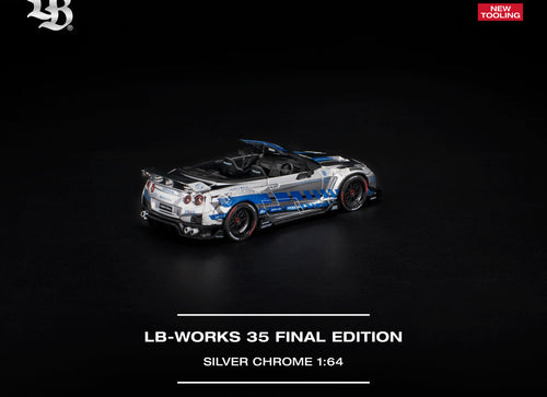 Load image into Gallery viewer, (Pre-order) POPRACE 1/64 - LB-WORKS 35GT-R FINAL EDITION SILVER CHROME Diecast
