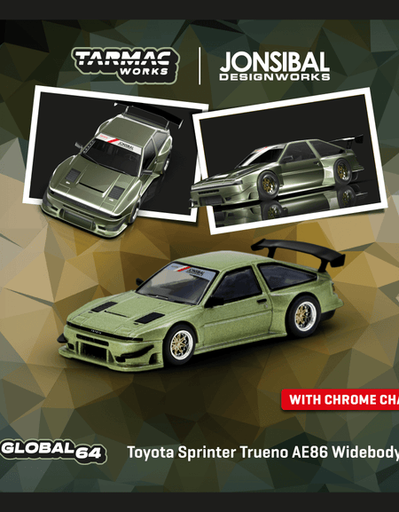 Tarmac Works 1/64 Toyota Sprinter Trueno AE86 Widebody Green Model