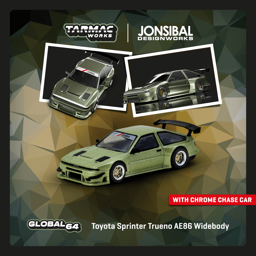 Tarmac Works 1/64 Toyota Sprinter Trueno AE86 Widebody Green Model