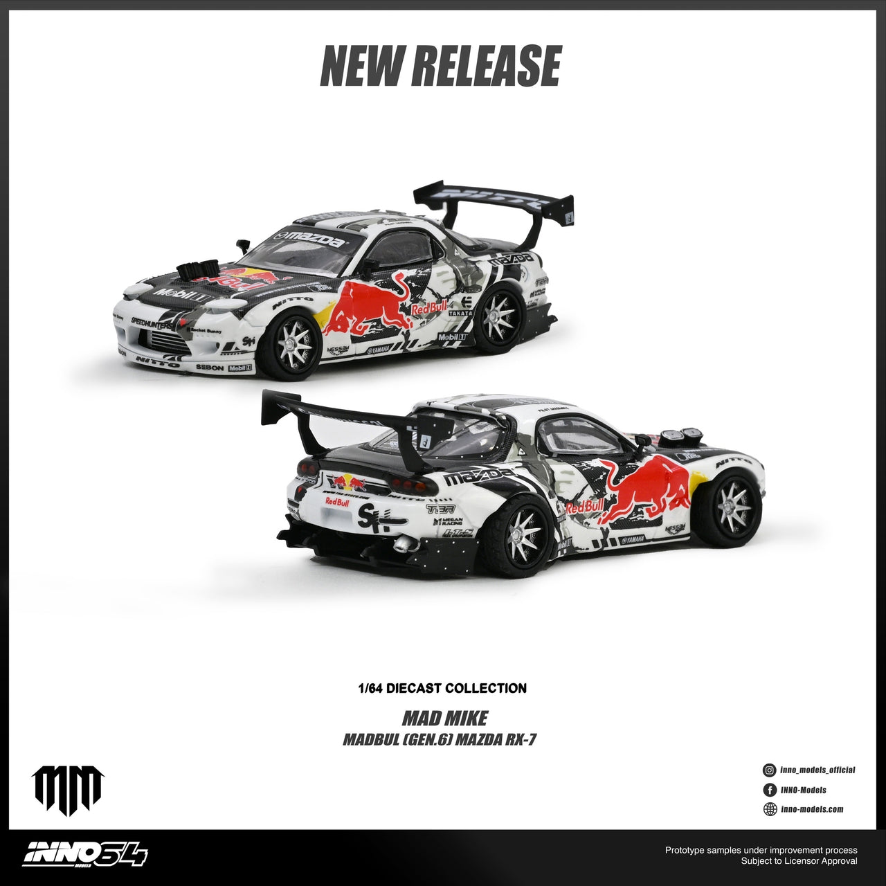 (Pre-order) INNO64 1/64 MAZDA RX-7 MAD MIKE "MADBUL Gen6" Diecast Model Car