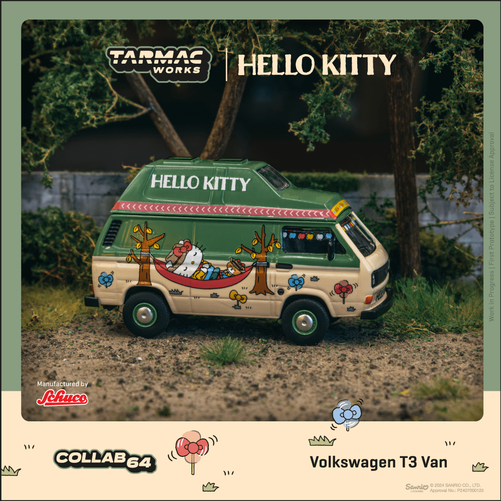 Tarmac Works 1/64 Volkswagen T3 Van Hello Kitty Camping Model Car
