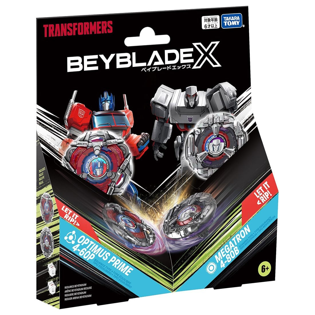 Takara Tomy Beyblade X BX-00 Optimus Prime 4-60P and Megatron Starter Pack Set