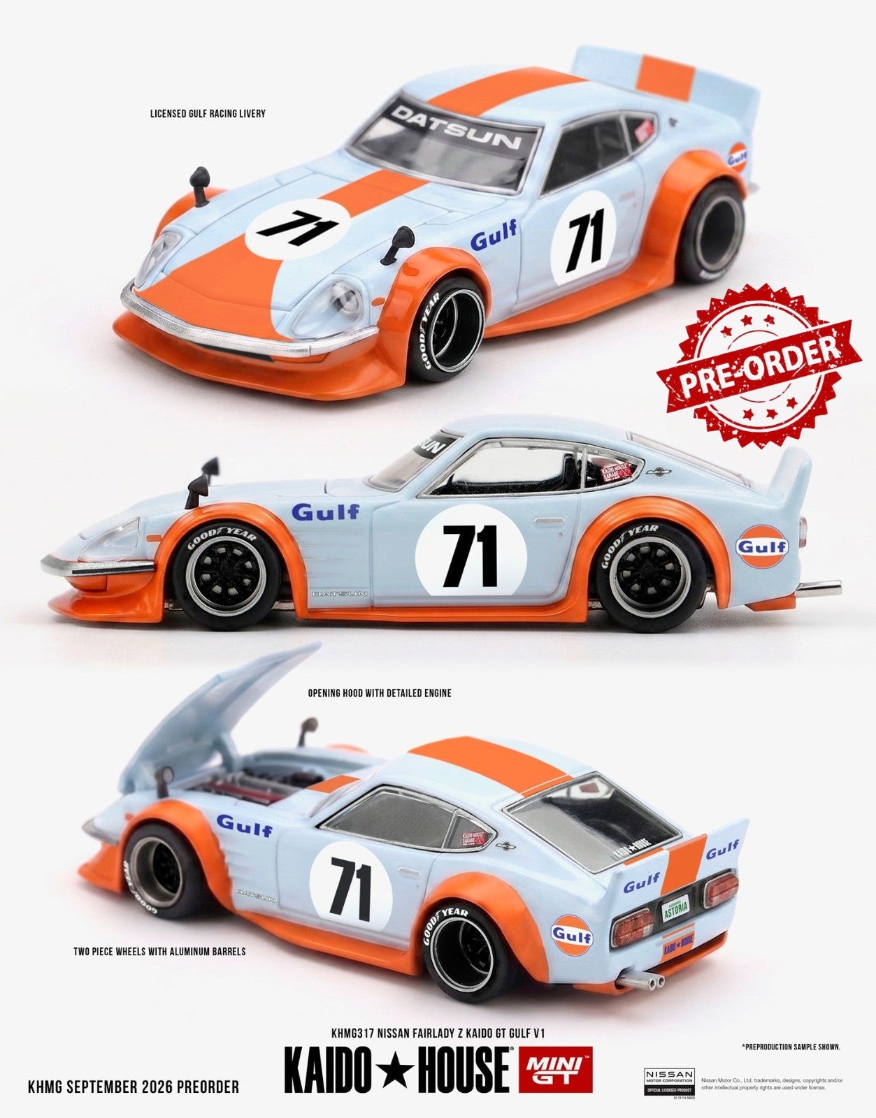 (Pre-order) Mini GT #317 Nissan Fairlady Z Kaido GT GULF V1 1978 - Kaido House