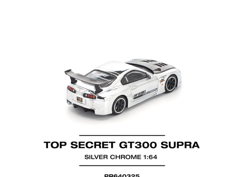 Load image into Gallery viewer, POPRACE 1/64 TOP SECRET GT300 SUPRA - SILVER CHROME Model Car
